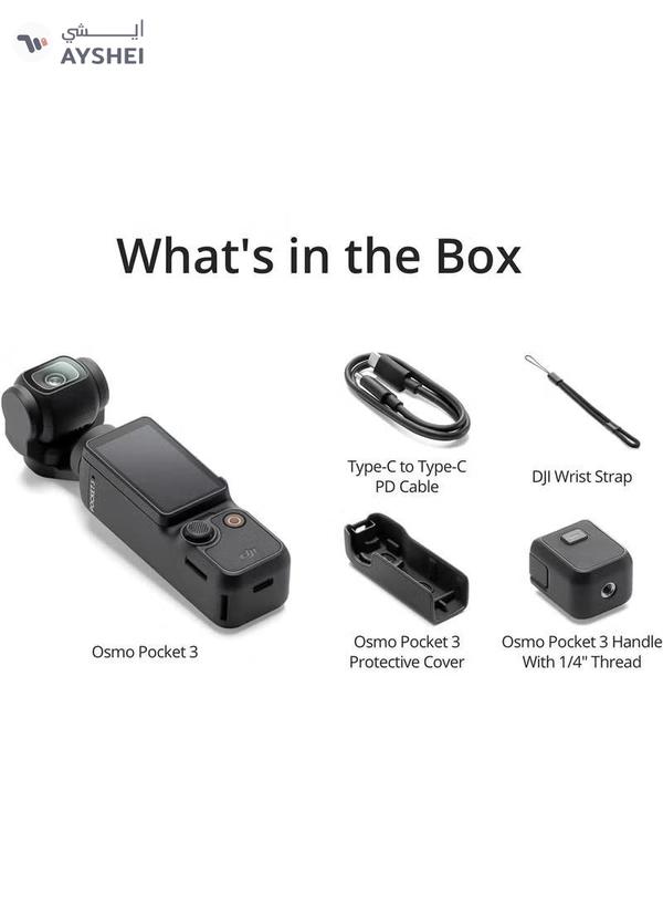 DJi Osmo Pocket 3 Vlogging Camera With 1-Inch CMOS & 4K/120fps Video 3-Axis Stabilization Fast Focusing Face/Object Tracking 2-Inch Rotatable Touchscreen Small Video Camera For Photography Youtube