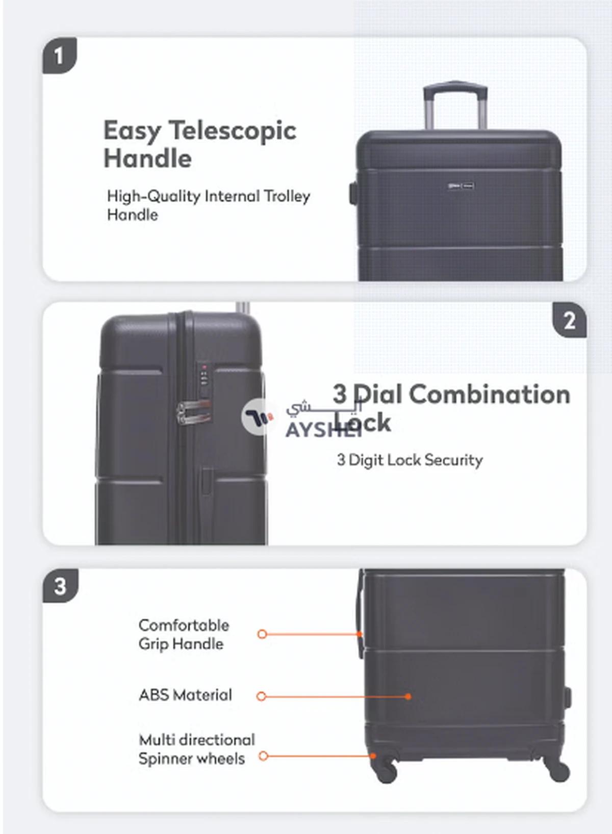 PARAJOHN 3-Piece Hardside ABS Luggage Trolley Set 20/24/28 Inch Black-1-1