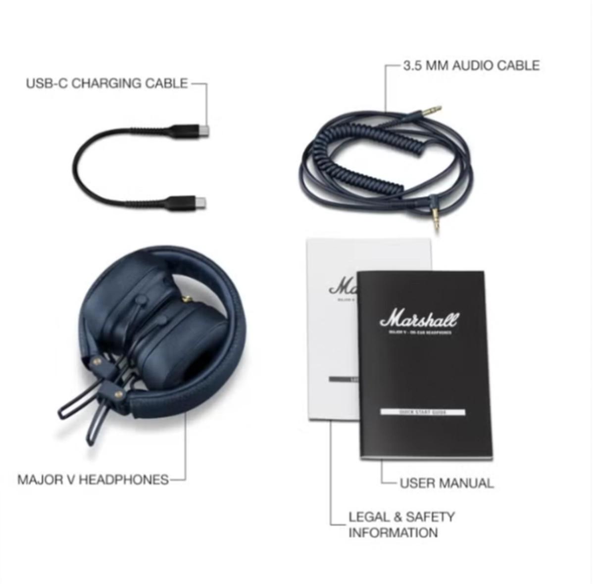 Marshall Major V Bluetooth Headphones - Foldable Bluetooth Wireless Headphones Bluetooth with 100+ Hours-4-4