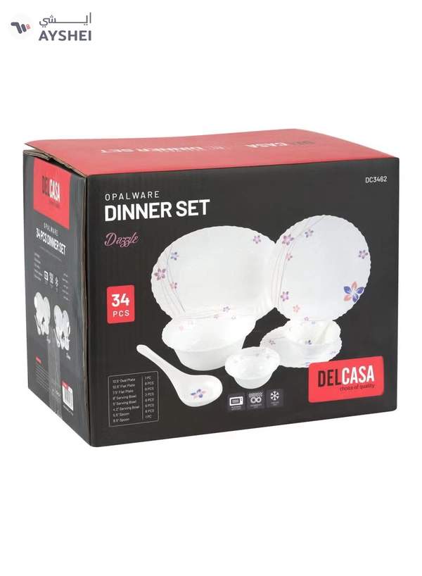 Delcasa 34 Piece Dazzle Opalware Dinner Set- DC3462