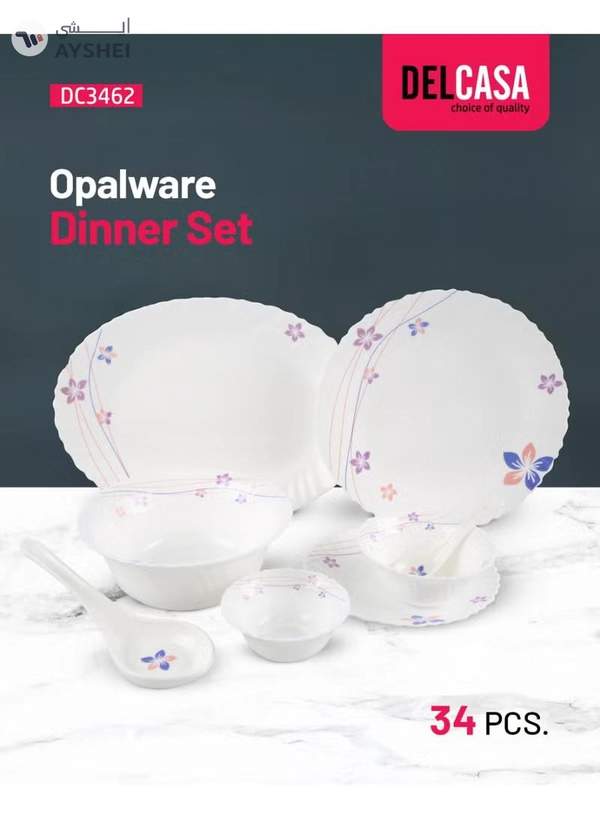 Delcasa 34 Piece Dazzle Opalware Dinner Set- DC3462