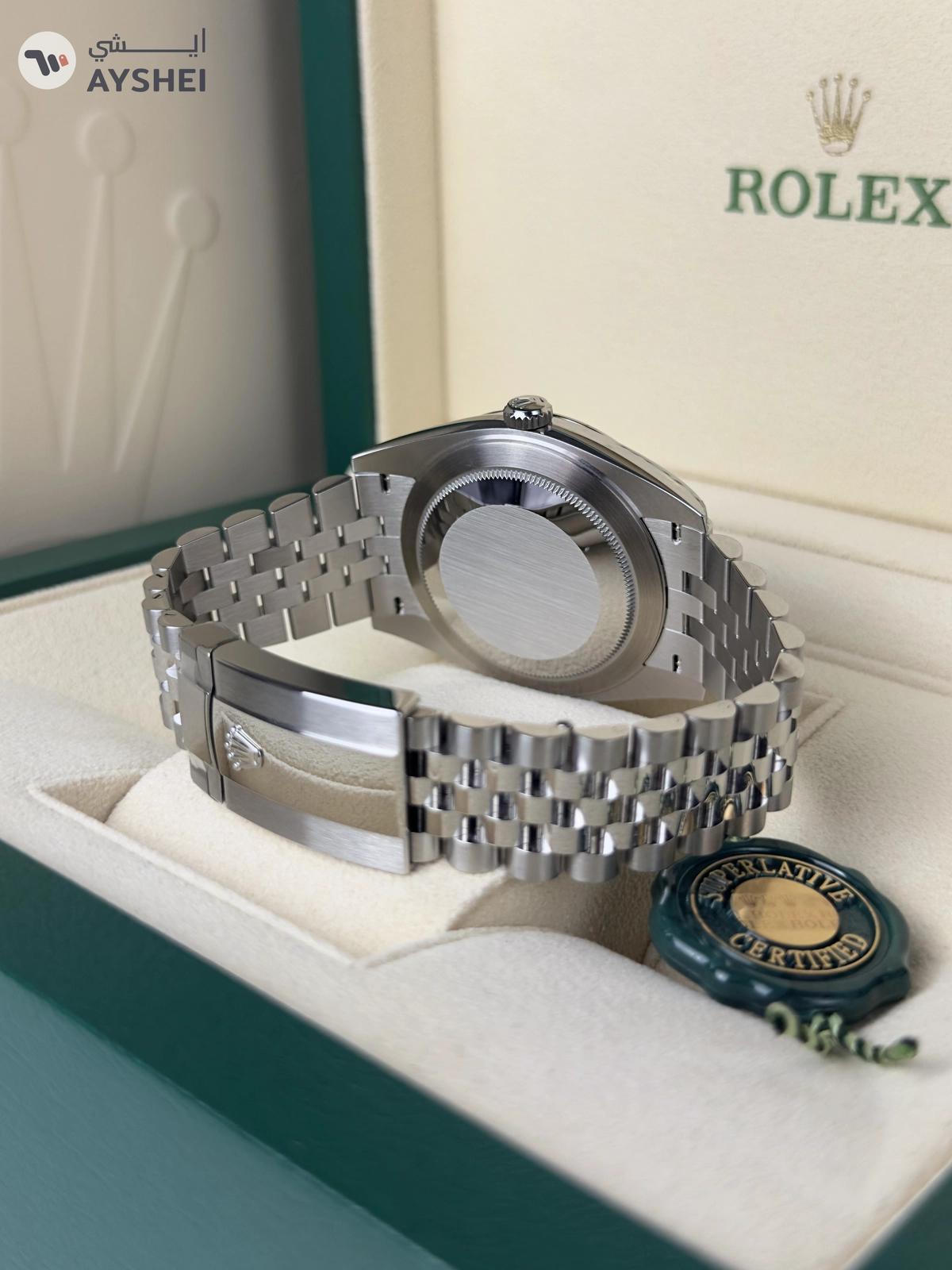 Rolex Datejust 41mm Steel & White gold Wimbledon dial Jubilee bracelet-4-4