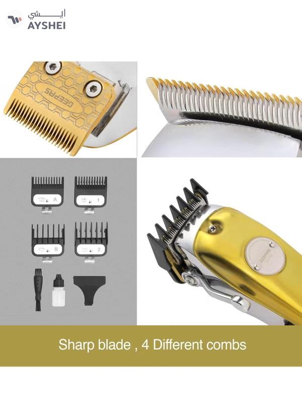 Geepas Professional Digital Hair Clipper / Trimmer GTR57502, Hair Clipper with High Capacity Li-ion Battery and Fast Charging, 4 Adjustable Cutting Blades and 4 Separate Combs| LCD Display,