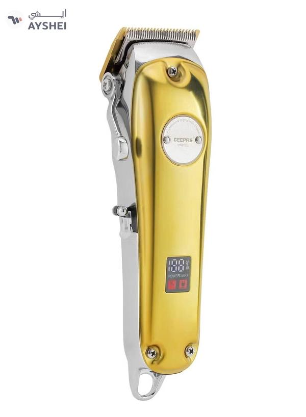 Geepas Professional Digital Hair Clipper / Trimmer GTR57502, Hair Clipper with High Capacity Li-ion Battery and Fast Charging, 4 Adjustable Cutting Blades and 4 Separate Combs| LCD Display,