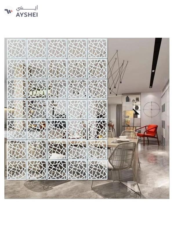 Eworld White Room Dividers with 12 Wood Plastic Hanging Panels for Living Room