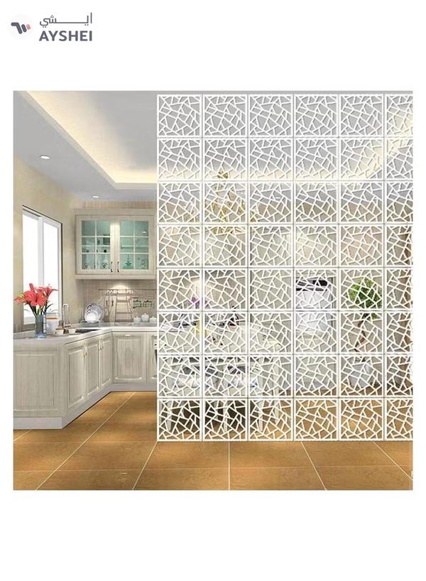 Eworld White Room Dividers with 12 Wood Plastic Hanging Panels for Living Room