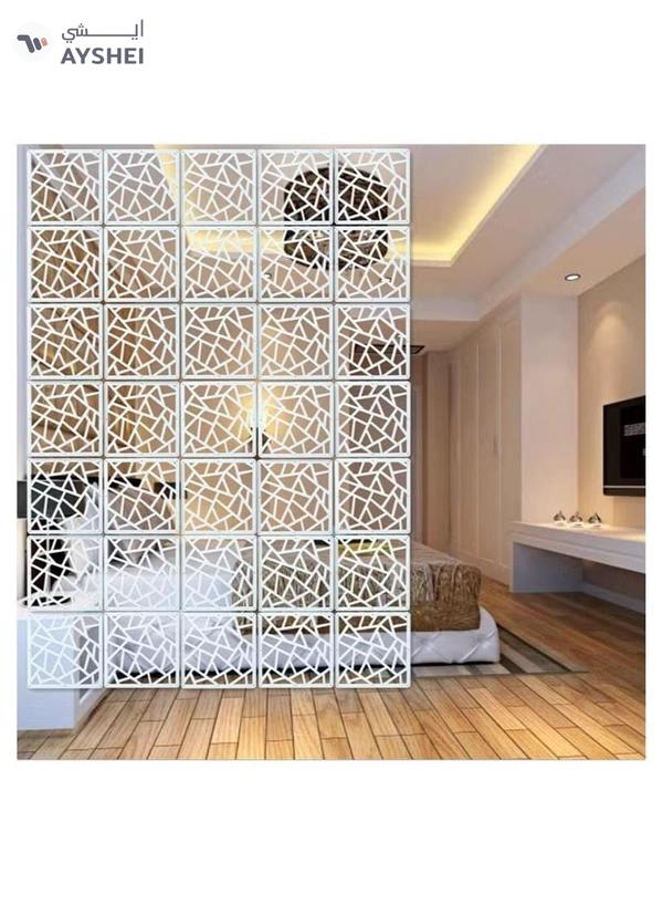 Eworld White Room Dividers with 12 Wood Plastic Hanging Panels for Living Room