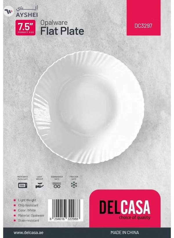 Delcasa DC3297 Opal Ware Flat Plate, 7.5-Inch Diameter