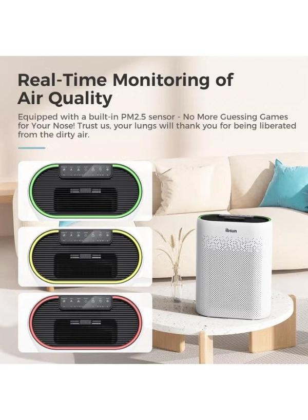 IBSUN Air Purifier Large Room Up to 60 ㎡ with Air Quality Sensors, H13 True HEPA Filter Remove 99.97% for Dust Pet Dander ZY2866