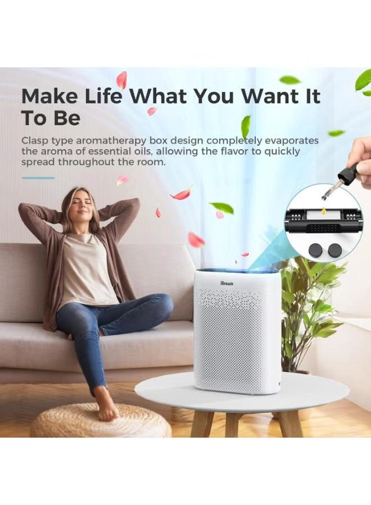 IBSUN Air Purifier Large Room Up to 60 ㎡ with Air Quality Sensors, H13 True HEPA Filter Remove 99.97% for Dust Pet Dander ZY2866-1-portrait