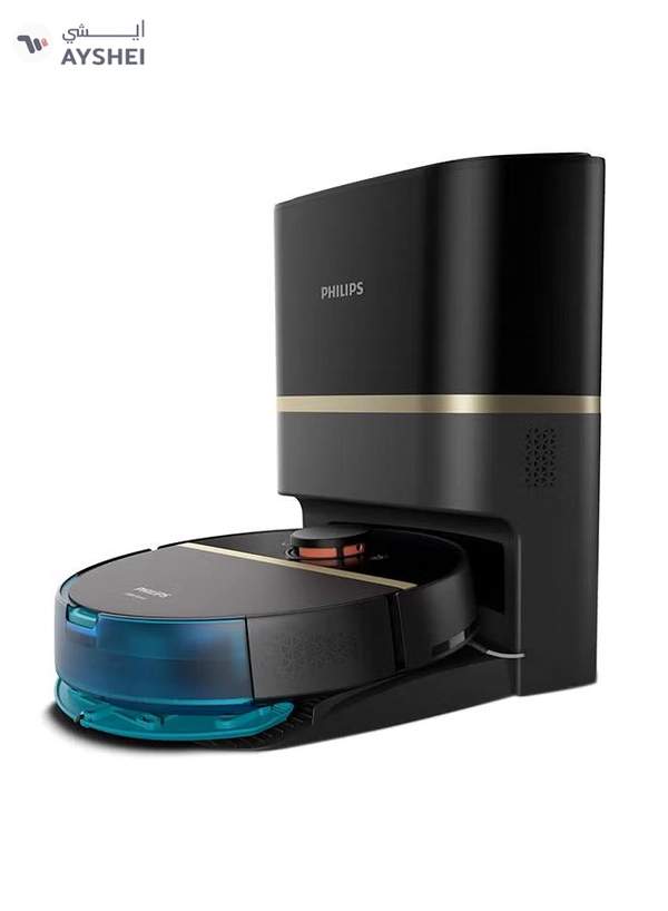 Philips HomeRun 7000 Series Aqua Vacuum and Mop Robot - Battery Operated 3 L 0 W XU7100/01 Deep Black/Gold