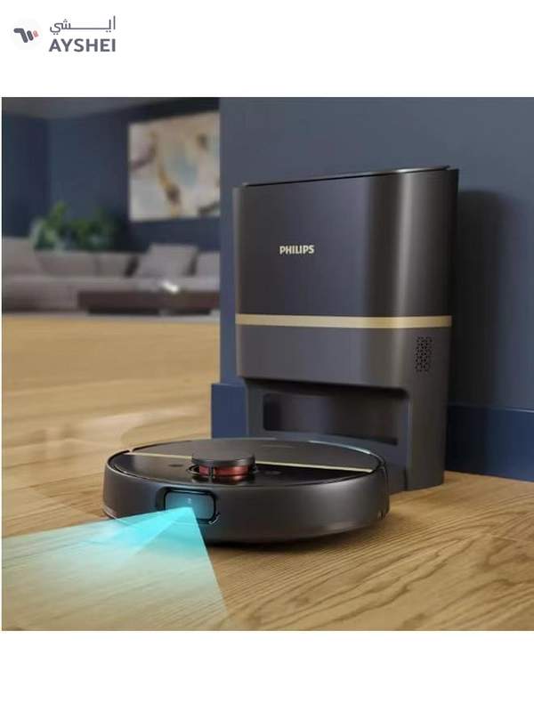 Philips HomeRun 7000 Series Aqua Vacuum and Mop Robot - Battery Operated 3 L 0 W XU7100/01 Deep Black/Gold