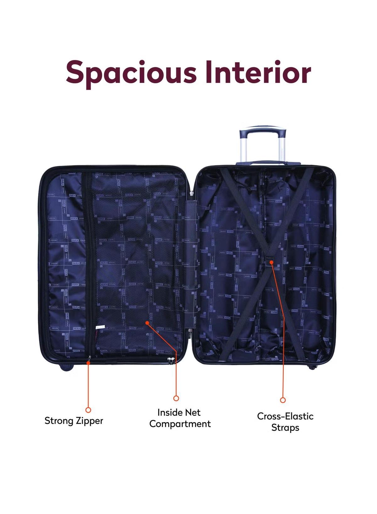 PARAJOHN Hard Case Luggage Trolley for Unisex ABS Lightweight Travel Bag 4 Double Wheeled Suitcase Red-5-5