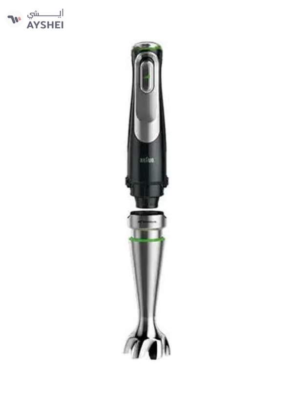 BRAUN hand Blender, Multi quick 9, 2L Food Processor, 600ml Beaker, 500ml Chopper, Whisk, Potato Masher, Stainless Steel Shaft, Splash Control, MQ9187XLI Black-Silver