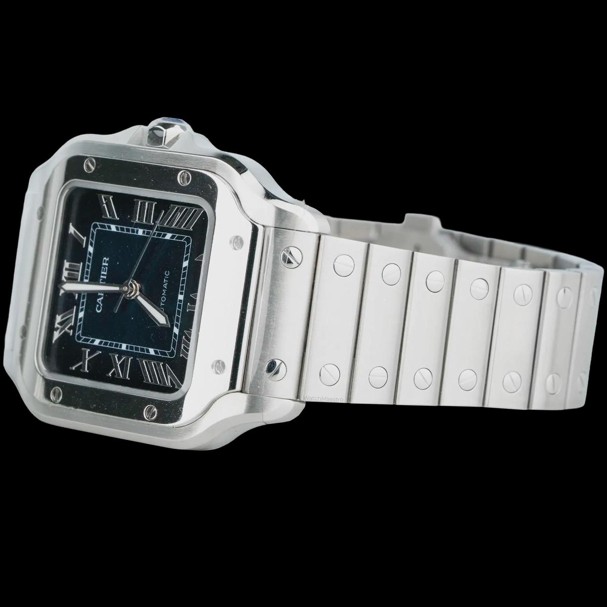 Cartier Santos Steel with Blue Roman Dial - Medium-3-3