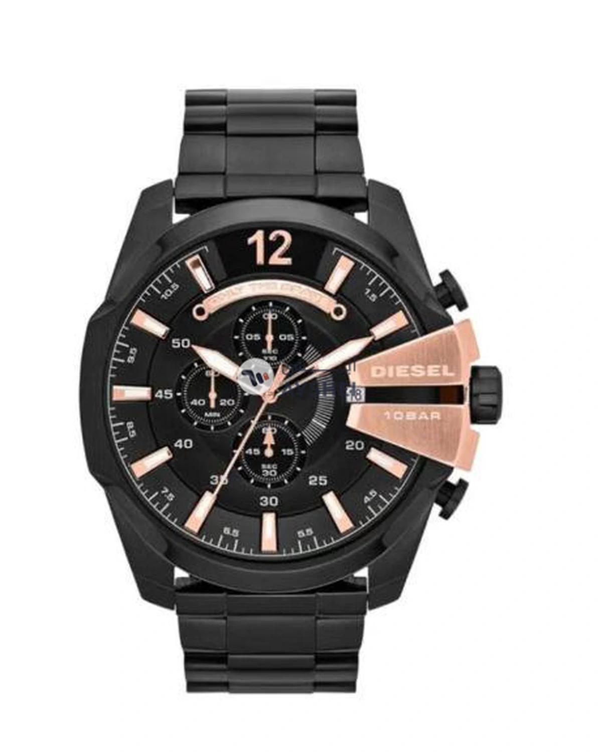 DIESEL Men's Chi Round Shape Stainless Steel Chronograph Wrist Watch 59 mm - Black - DZ4309-0-portrait