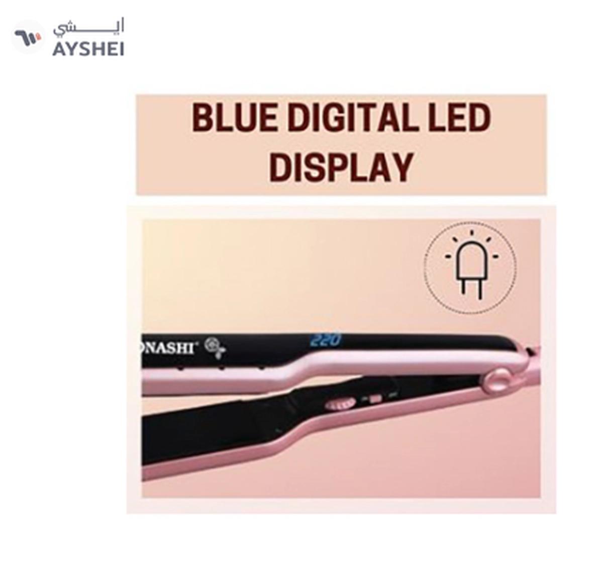 Sonashi WetDry Hair Straightener 68W Ceramic Coating Plate Sleek Design with Blue Digital LCD-0-landscape