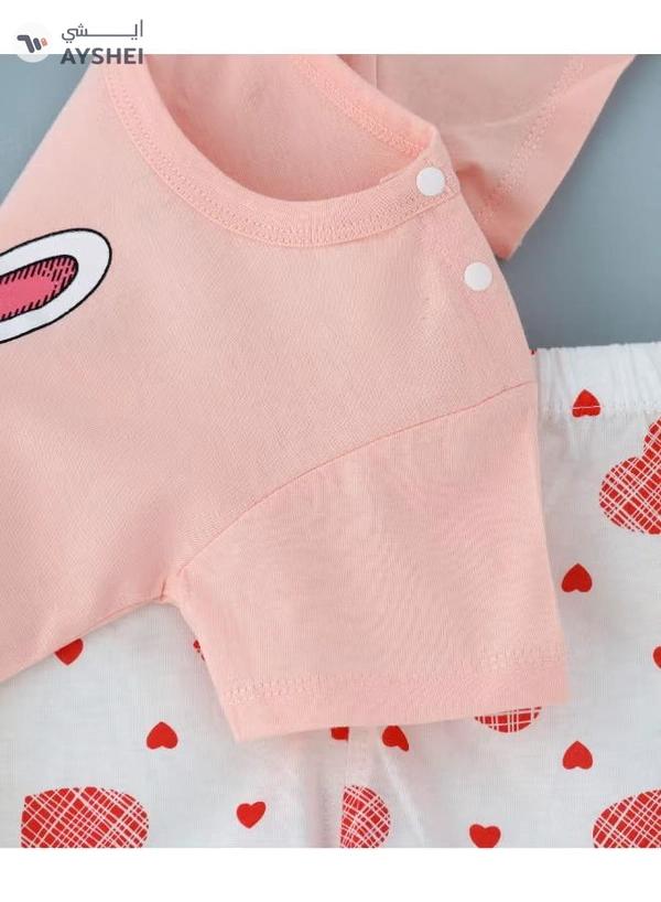 Babyqlo Printed T-Shirt And Shorts Set White/Pink