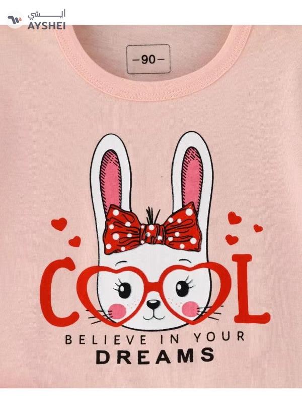 Babyqlo Printed T-Shirt And Shorts Set White/Pink