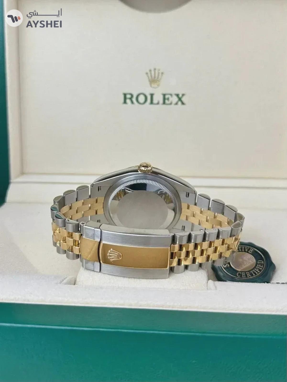 Rolex Datejust 36mm Steel & Yellow Gold Olive Green VI Diamond Dial-4-4
