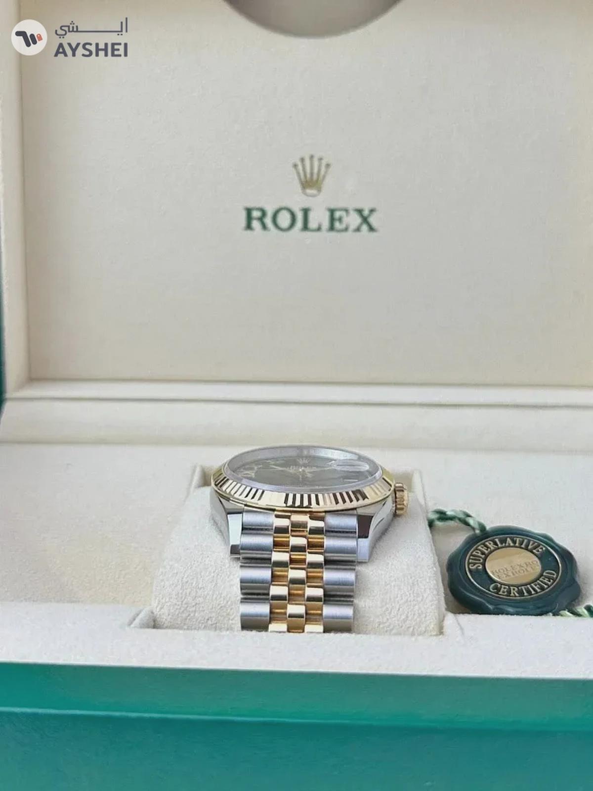 Rolex Datejust 36mm Steel & Yellow Gold Olive Green VI Diamond Dial-2-2