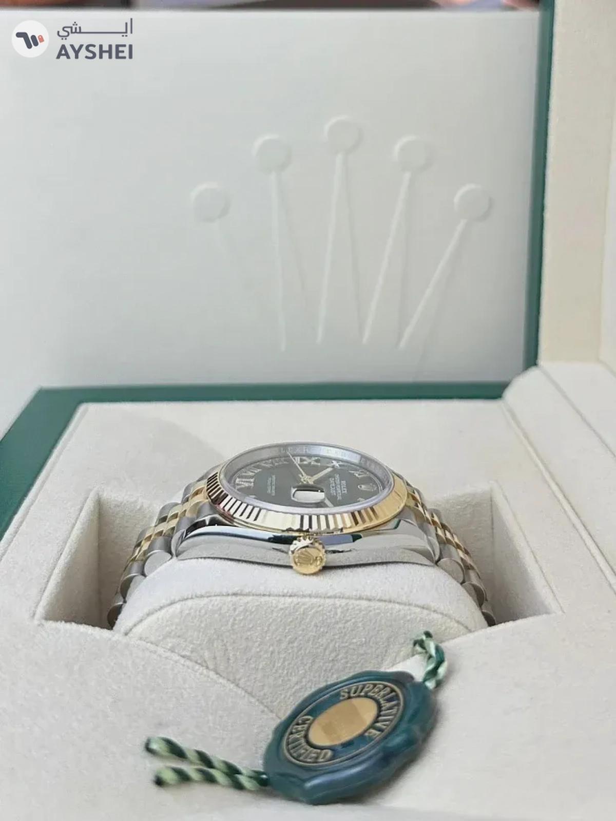 Rolex Datejust 36mm Steel & Yellow Gold Olive Green VI Diamond Dial-0-portrait