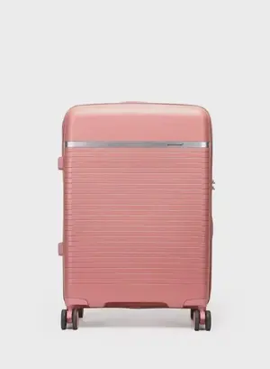 British Traveller 3-Piece Polypropylene Luggage Set | 20”, 24”, 28” Lightweight Suitcases with 360° Spinner Wheels, TSA Lock, Water & Scratch Resistant | Durable Hard Shell Trolley Bags with Telescopic Handle - Pink