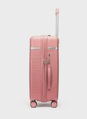 British Traveller 3-Piece Polypropylene Luggage Set | 20”, 24”, 28” Lightweight Suitcases with 360° Spinner Wheels, TSA Lock, Water & Scratch Resistant | Durable Hard Shell Trolley Bags with Telescopic Handle - Pink