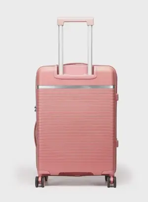 British Traveller 3-Piece Polypropylene Luggage Set | 20”, 24”, 28” Lightweight Suitcases with 360° Spinner Wheels, TSA Lock, Water & Scratch Resistant | Durable Hard Shell Trolley Bags with Telescopic Handle - Pink