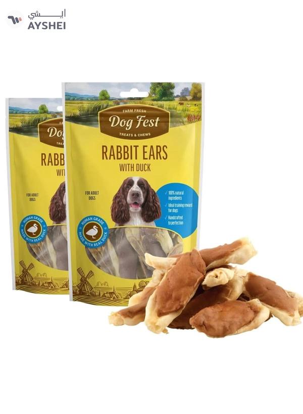 Dog Fest Rabbit Ears With Duck for Adult Dogs,Dog Treats - 90g