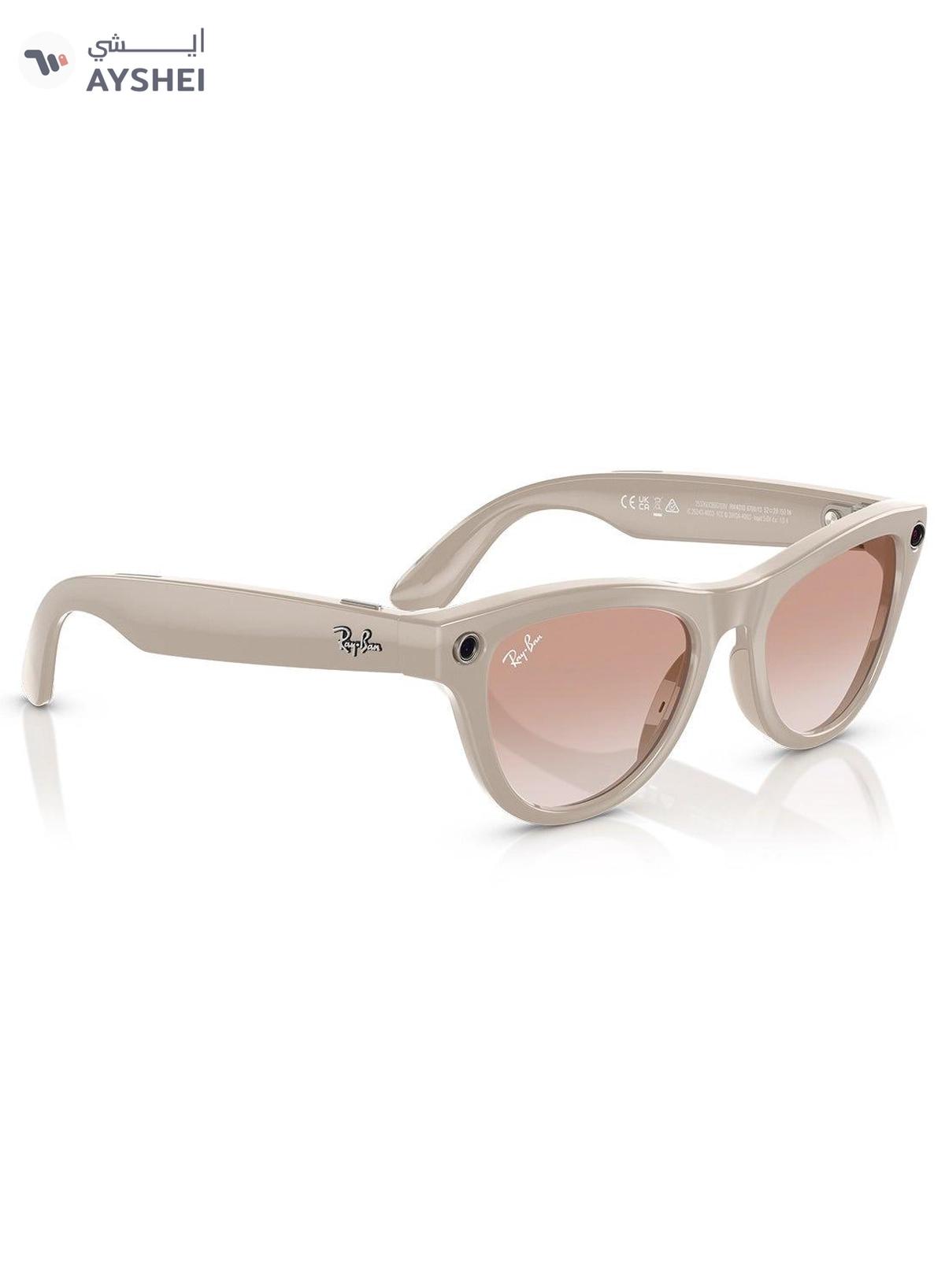 Meta Ray-Ban Wearable x Skyler RW4010 670013-52 Chalky Grey / Cinnamon Lenses Pink-6-6