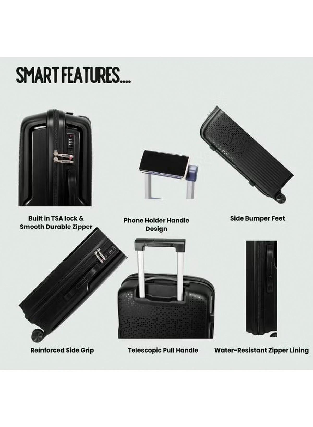 British Tourister 3 Piece Polypropylene Hard Side Spinner Luggage Trolley Set 20/24/28 Inch - Black-6-6