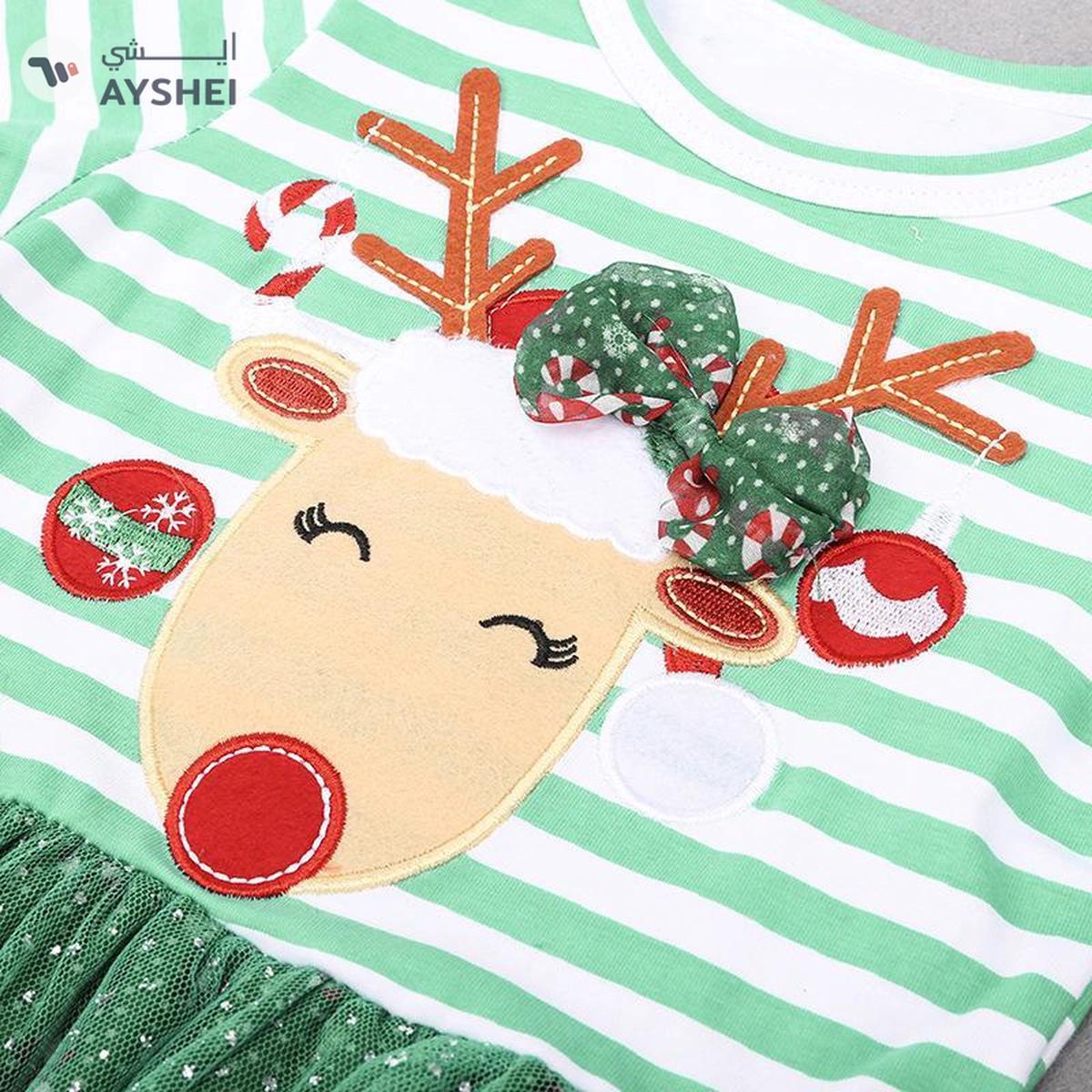Babyqlo Fashion Reindeer Printed Dress for Girls-1-portrait