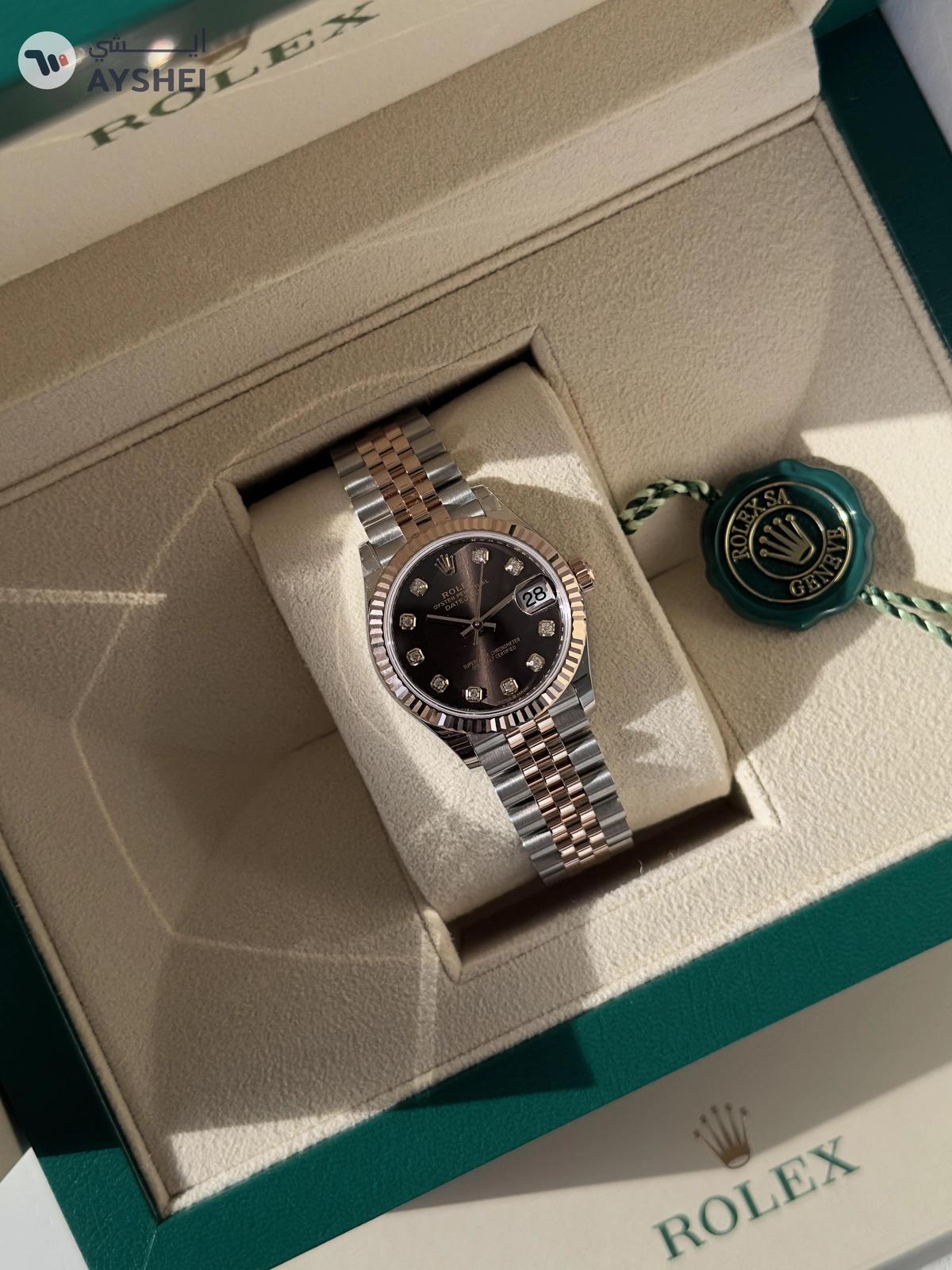 Rolex Datejust 31mm Steel and Everose Gold Chocolate Dial Diamond index Jubilee Bracelet-5-5