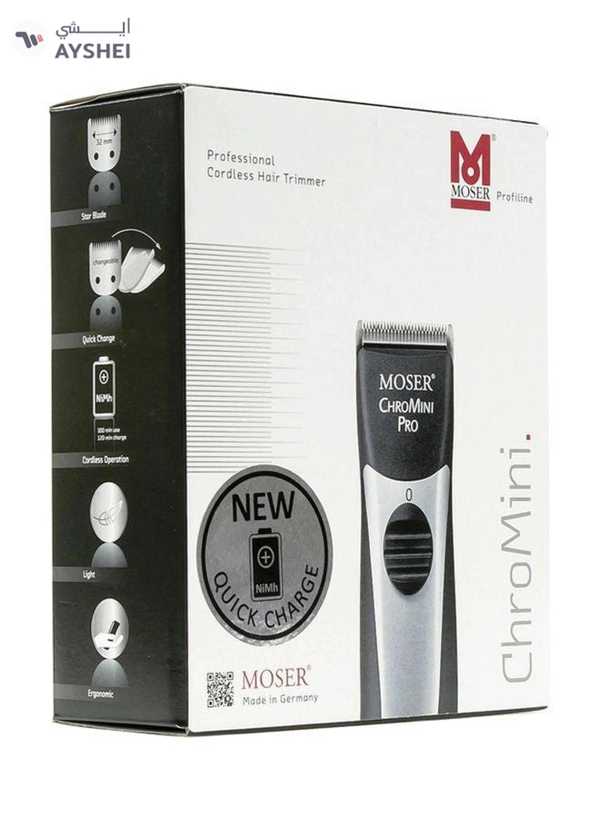 MOSER Chromini Pro Professional Battery Trimmer Black/Silver-2-2