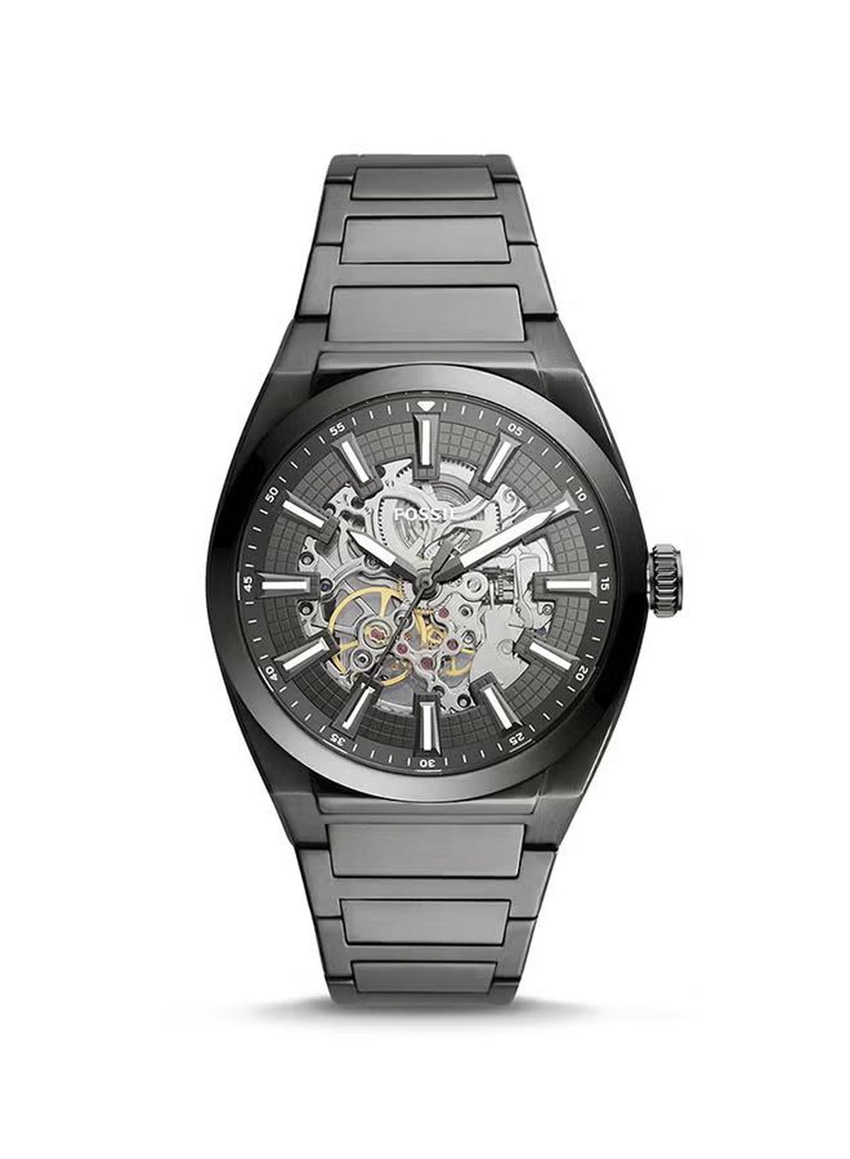 Fossil Men's Everett Round Shape Stainless Steel Automatic Wrist Watch ME3206 - 42 mm - Grey-0-portrait