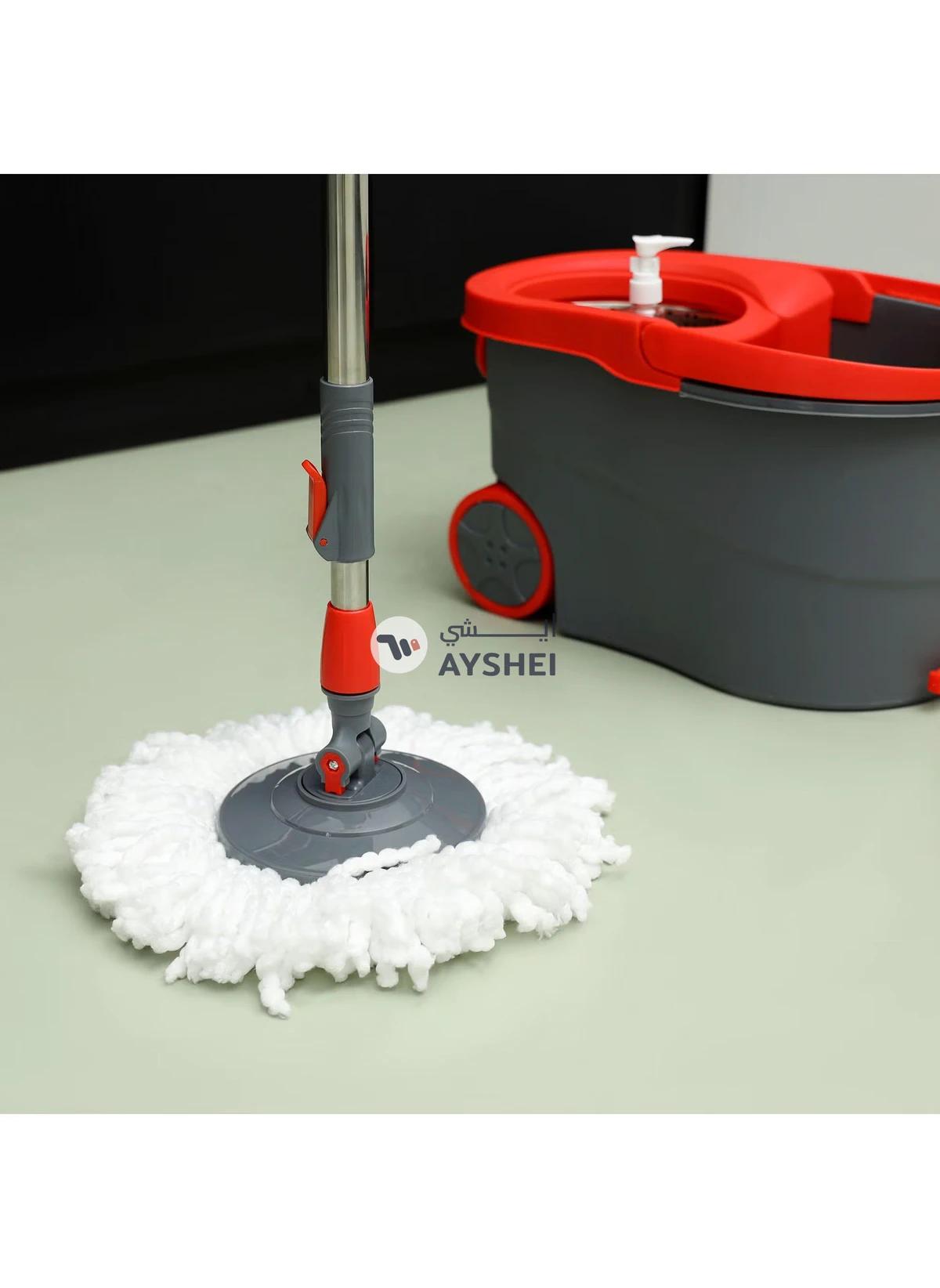 DELCASA Spin Easy Mop with Steel Drum Microfiber Mop Head DC2358-3-3