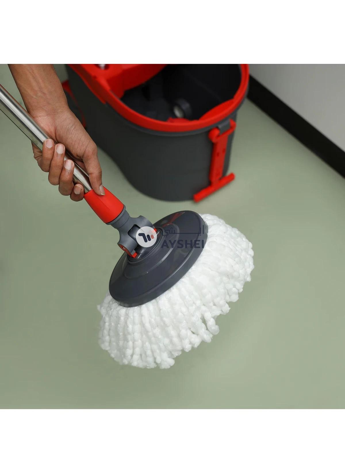DELCASA Spin Easy Mop with Steel Drum Microfiber Mop Head DC2358-4-4