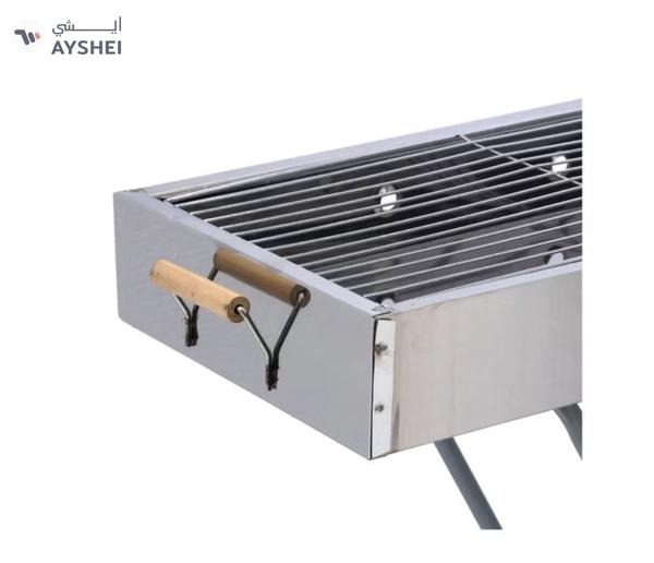Royalford RF10366 Foldable Stainless Steel BBQ Stand with Grill| Portable Charcoal Barbecue |Large Cooking Surface| Heat-Resistant & Easy to Carry for Camping, Picnic etc