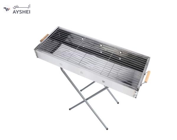 Royalford RF10366 Foldable Stainless Steel BBQ Stand with Grill| Portable Charcoal Barbecue |Large Cooking Surface| Heat-Resistant & Easy to Carry for Camping, Picnic etc