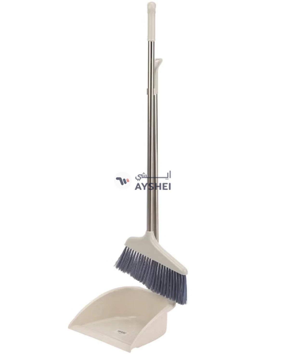 Delcasa Dustpan and Broom with a Long Handle-DC3119| Large and Wide Brush Head Durable Dense Bristles with Handle and Comfortable Grip-0-0