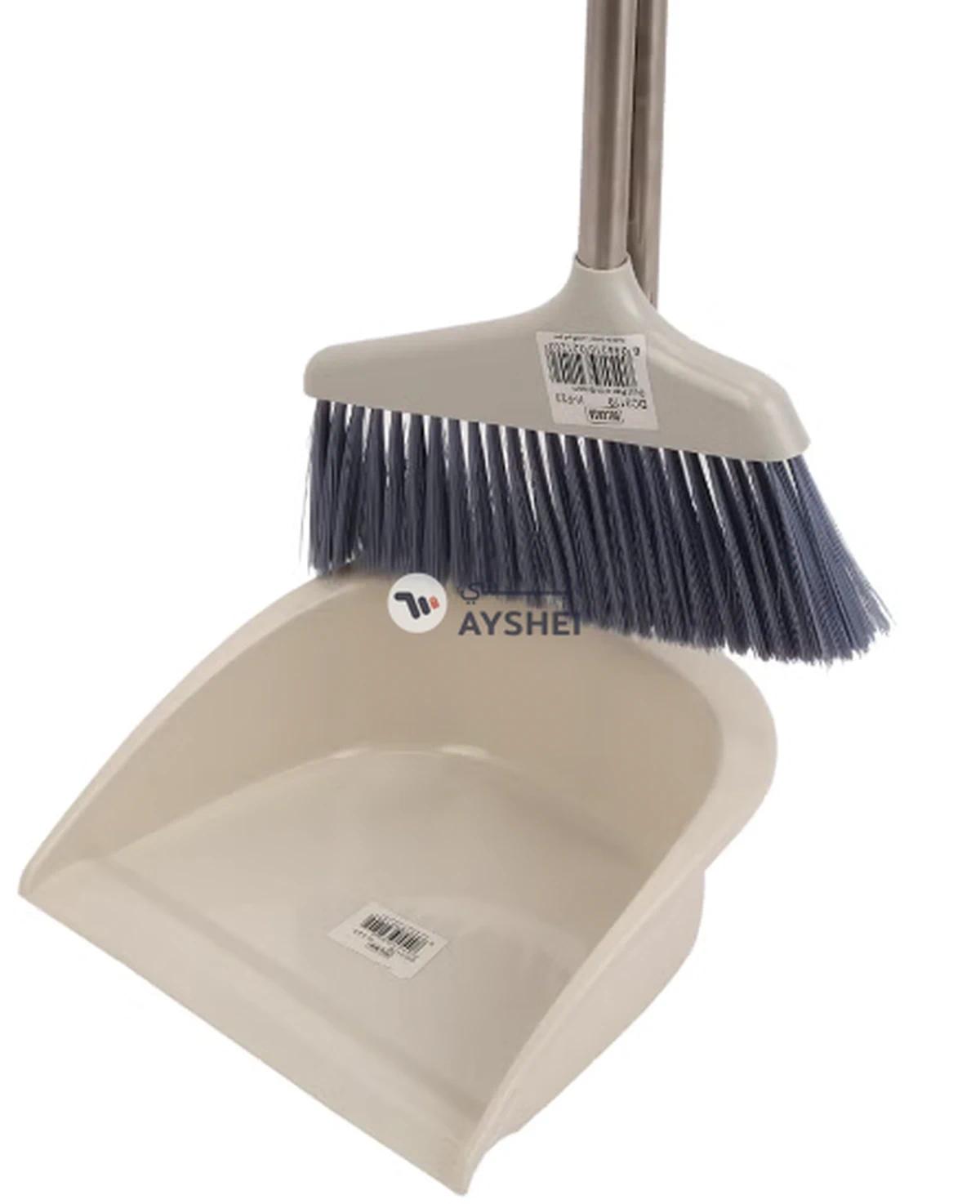 Delcasa Dustpan and Broom with a Long Handle-DC3119| Large and Wide Brush Head Durable Dense Bristles with Handle and Comfortable Grip-0-portrait
