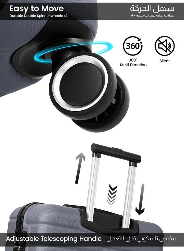 PARAJOHN Beta Cabin Size Lightweigh ABS Hardside Spinner Luggage Trolley -20 Inch Silver