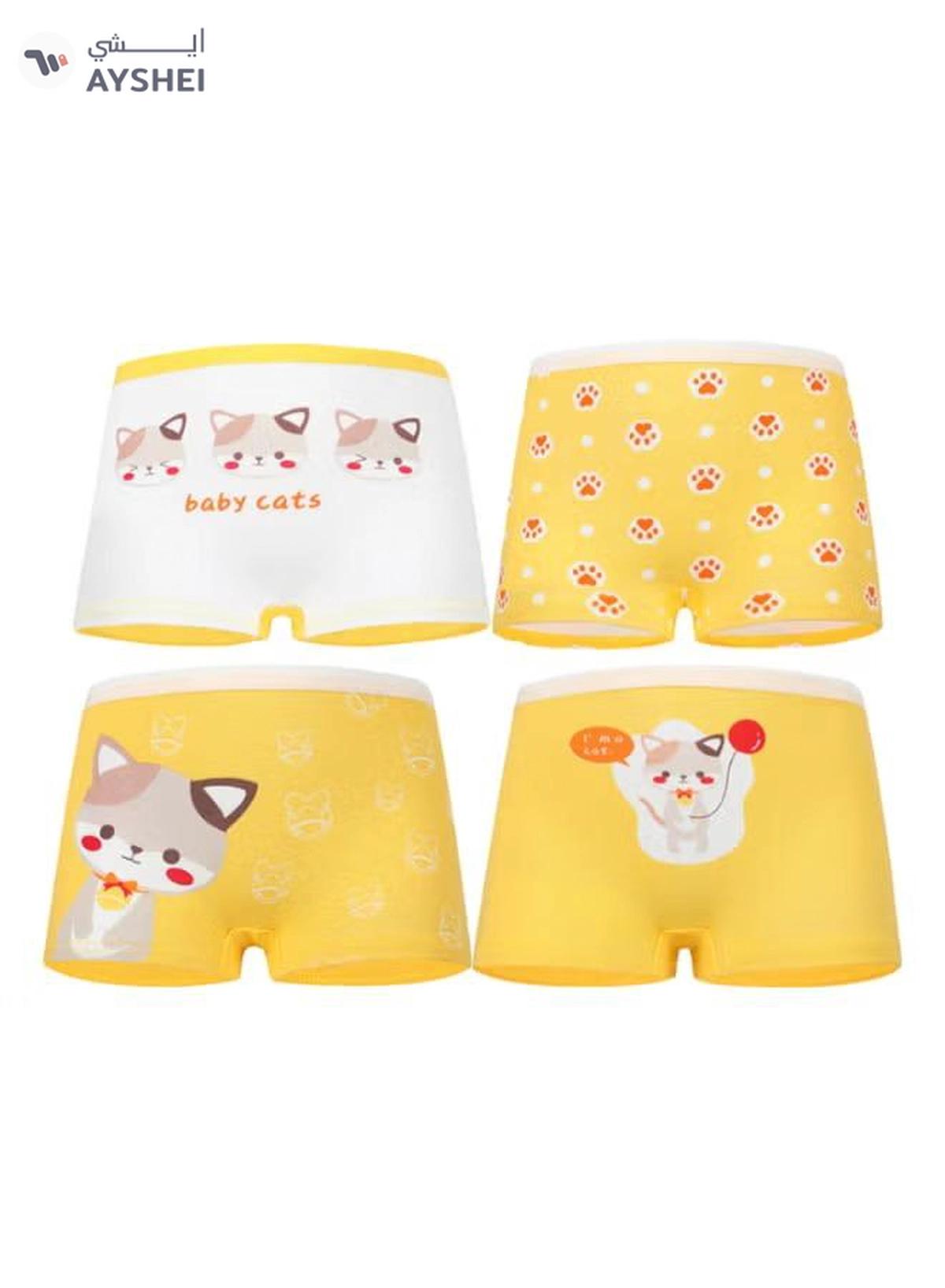 Babyqlo 4 Pack Baby Cats Printed Boxer Multicolour-0-0