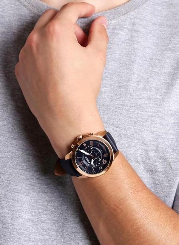 Fossil Men's Grant Water Resistant Chronograph Watch FS4835 - 44 mm - Blue