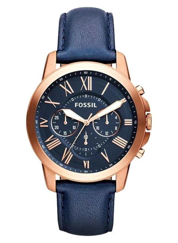 Fossil Men's Grant Water Resistant Chronograph Watch FS4835 - 44 mm - Blue