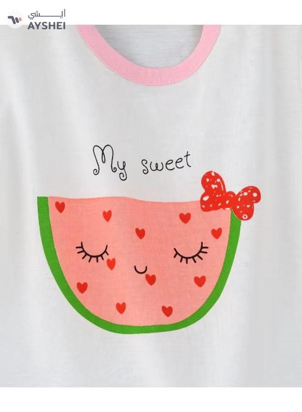 Babyqlo Printed T-Shirt And Shorts Set White/Pink