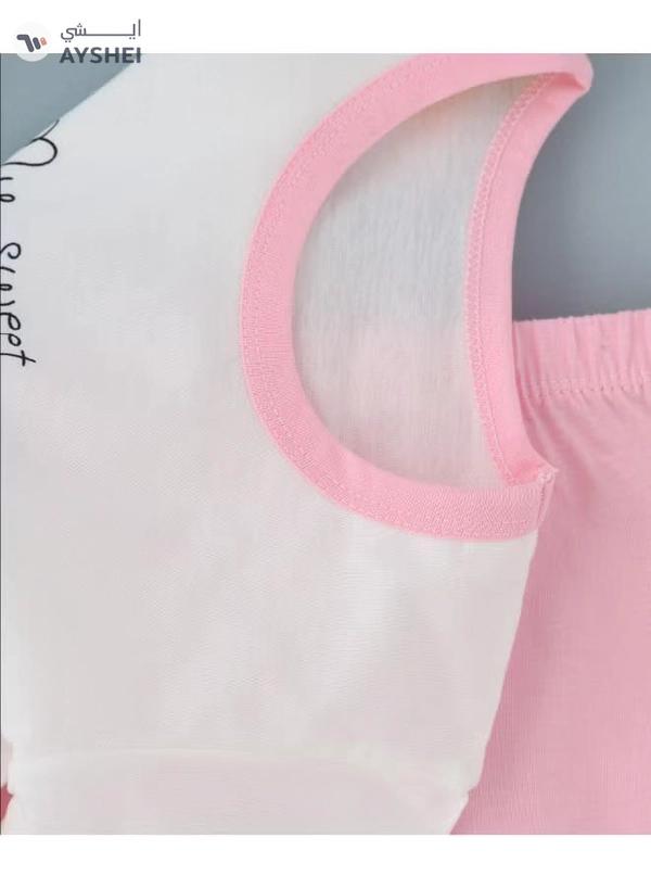 Babyqlo Printed T-Shirt And Shorts Set White/Pink