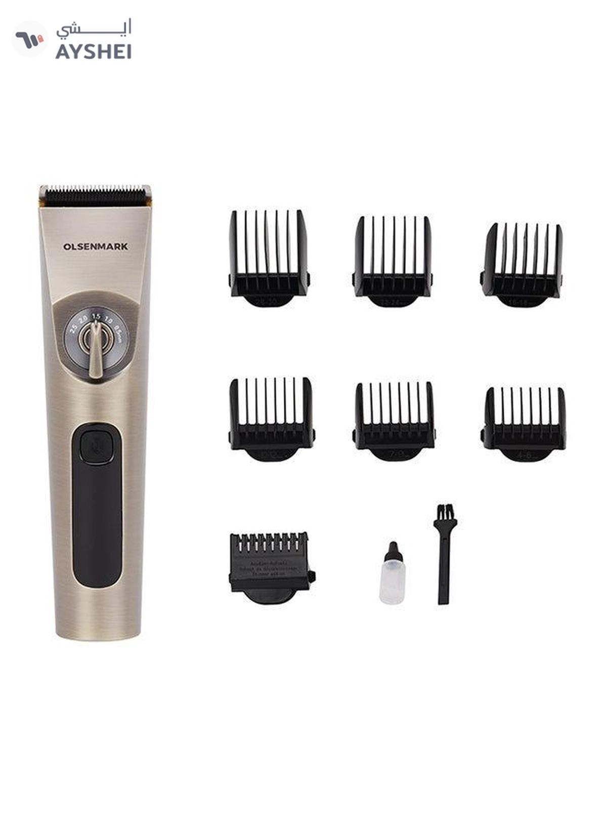 Olsenmark Professional Hair and Beard Trimmer OMTR4102, Waterproof IPX6 LED Display Gold-0-portrait