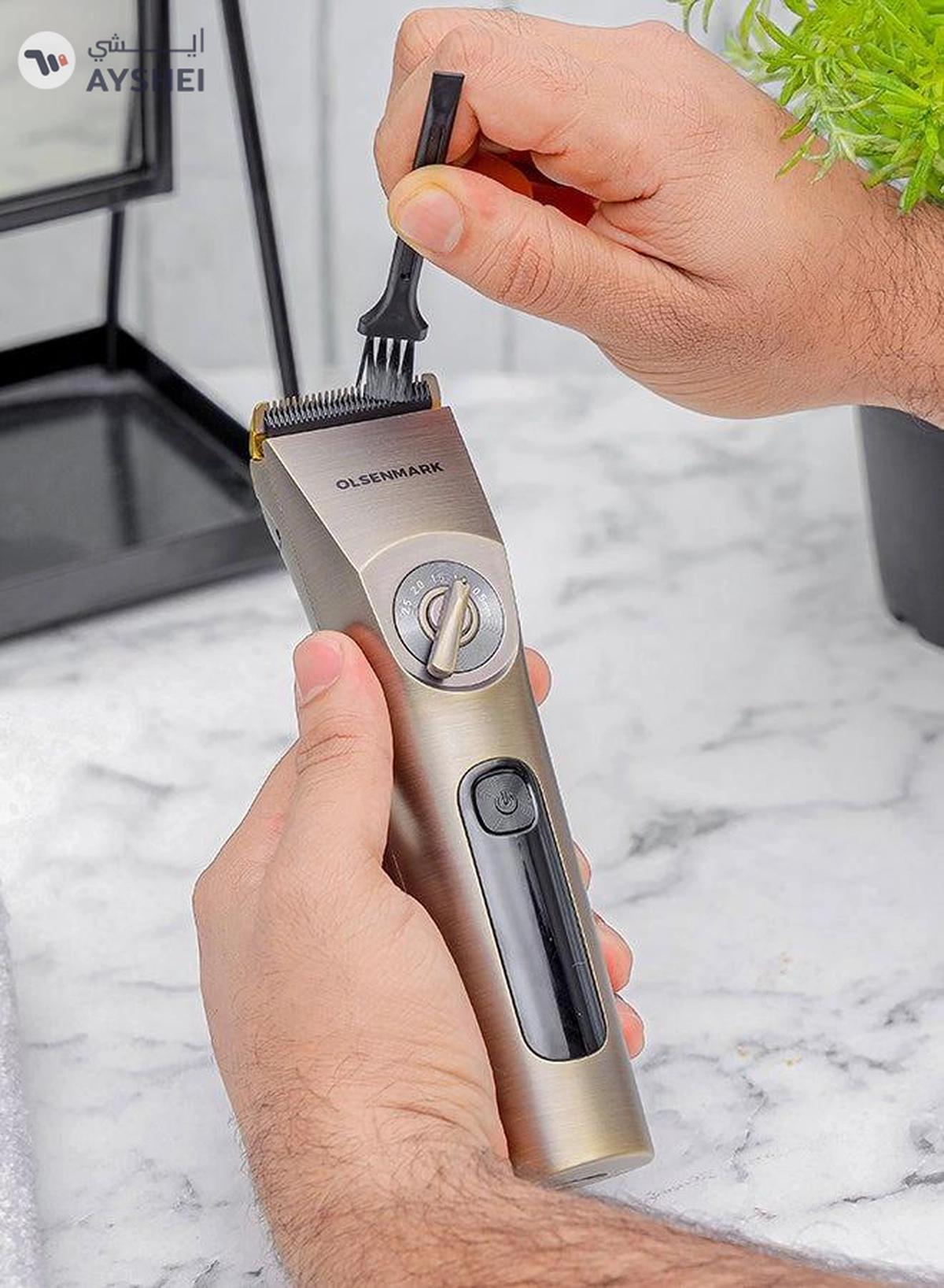 Olsenmark Professional Hair and Beard Trimmer OMTR4102, Waterproof IPX6 LED Display Gold-4-4
